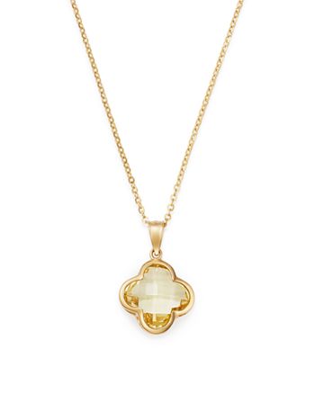 Bloomingdale's - Lemon Quartz Clover Pendant Necklace in 14K Yellow Gold, 18" - 100% Exclusive