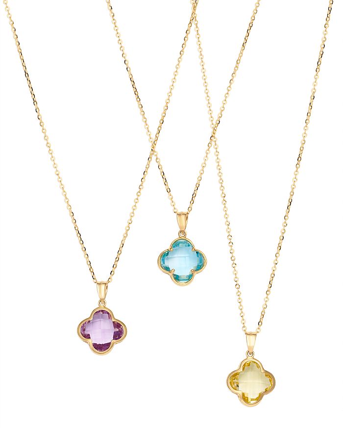 Bloomingdale's Gemstone Clover Pendant Necklace in 14K Yellow Gold ...