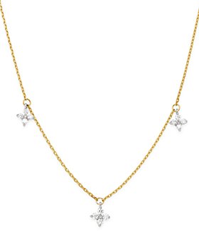 Bloomingdale's - Diamond Clover Station Necklace in 14K White & Yellow Gold, 0.30 ct. t.w. - 100% Exclusive 