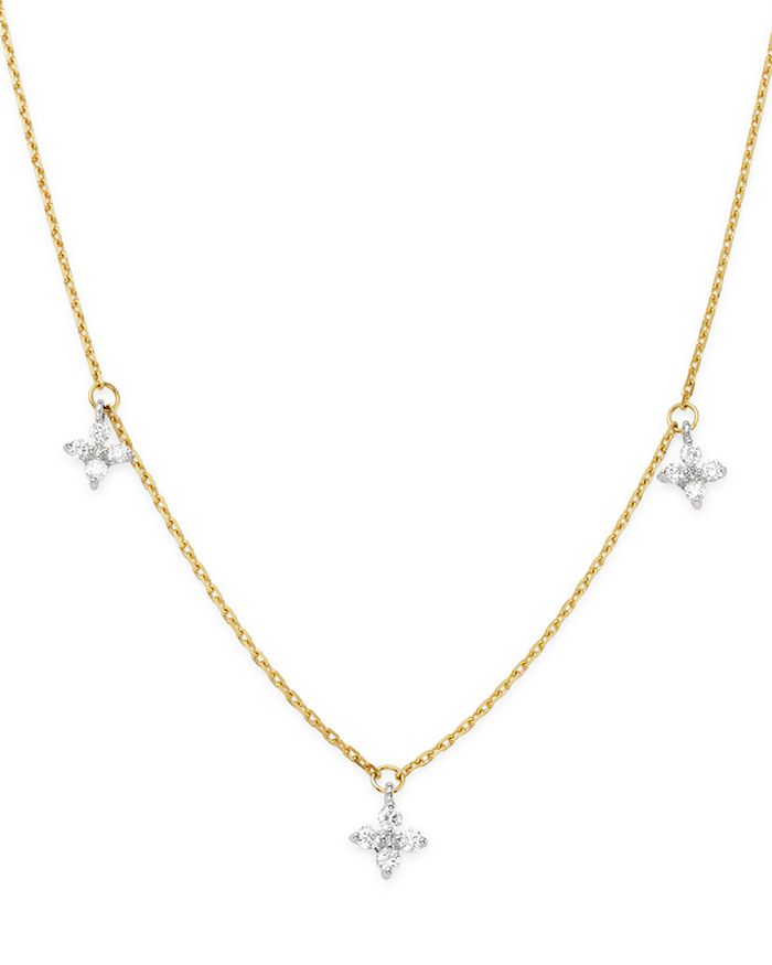 Bloomingdale's Diamond Clover Station Necklace In 14k White & Yellow Gold, 0.30 Ct. T.w. - 100% Exclusive In White/gold