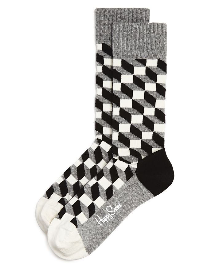 Happy Socks Optical Socks In Grey/black