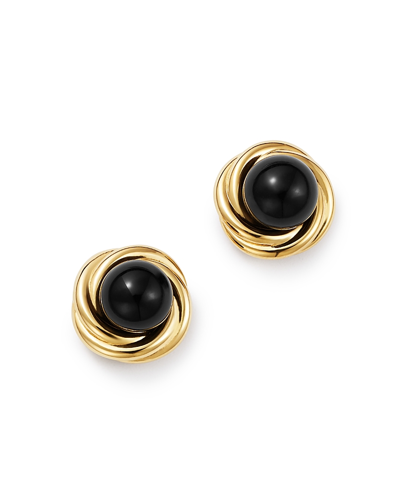 Bloomingdale's Fine Collection Onyx Swirl Stud Earrings in 14K Yellow Gold