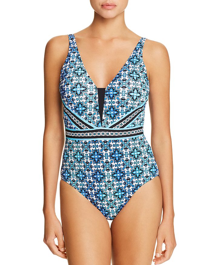 PROFILE BY GOTTEX PROFILE BY GOTTEX V-NECK ONE PIECE SWIMSUIT,E8532033