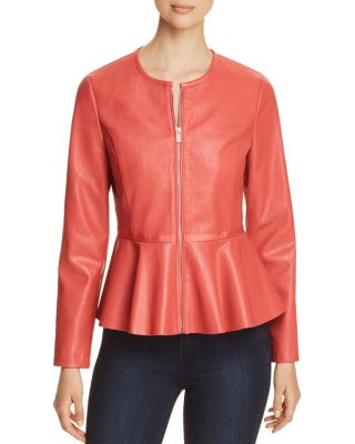 Bagatelle - Perforated Faux-Leather Peplum Jacket