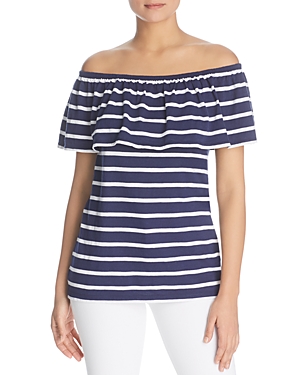 BEACHLUNCHLOUNGE BEACHLUNCHLOUNGE STRIPED OFF-THE-SHOULDER TOP,S7B33A