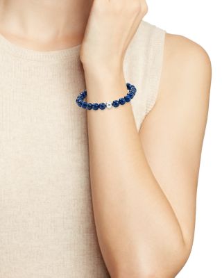 Sterling Silver & Stone Beaded Stretch Bracelet - Exclusive