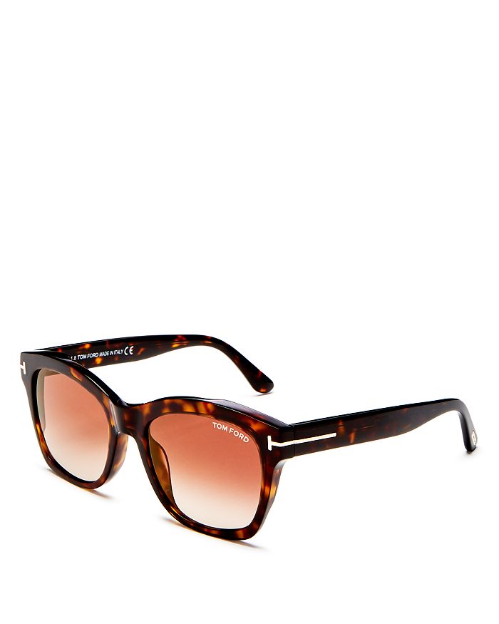 Shop Tom Ford Lauren Square Sunglasses, 52mm In Dark Havana/brown