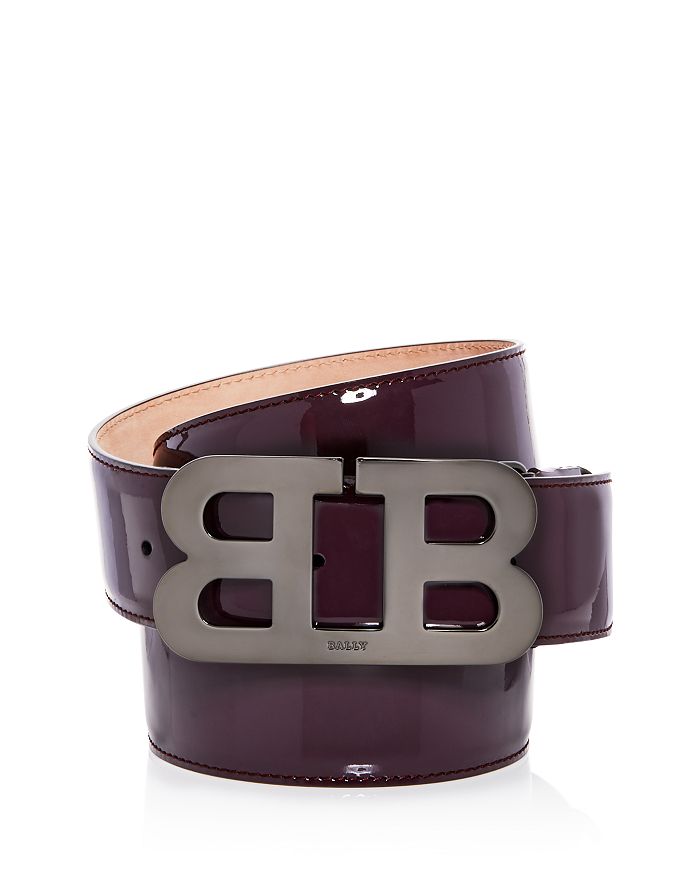Bally Men's Mirror B Buckle Patent Leather Belt In Red
