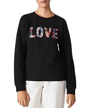 Whistles Love Ditsy-floral Sweatshirt In Black