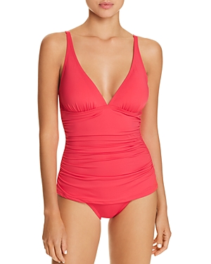TOMMY BAHAMA PEARL SOLIDS V NECK ONE PIECE SWIMSUIT,TSW31026P