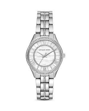 Michael Kors Women's Mini Lauryn Stainless Steel Bracelet Watch 33mm In Mother Of Pearl/silver