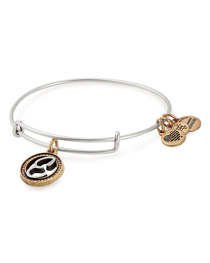 Alex And Ani Initial Two-tone Expandable Bracelet In Silver/e