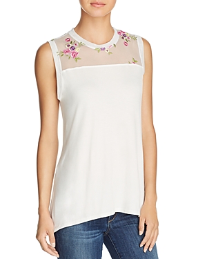 KIM & CAMI FLORAL-EMBROIDERED TANK,A0093-L070-BL
