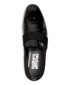salvatore ferragamo men's bryden suede & patent leather smoking slippers