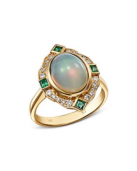Bloomingdale's - Ethiopian Opal, Emerald & Diamond Cocktail Ring in 14K Yellow Gold - 100% Exclusive 