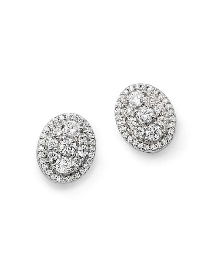 Bloomingdale's Diamond Oval Cluster & Halo Stud Earrings In 14k White Gold, 0.50 Ct. T.w. - 100% Exclusive