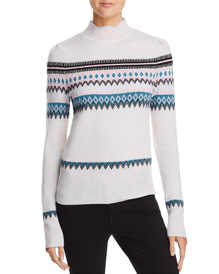 AQUA - Scalloped Fair Isle Cashmere Sweater - 100% Exclusive