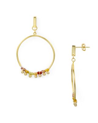 AQUA - Rainbow Beaded Frontal Hoop Earrings in 18K Gold-Plated Sterling Silver - 100% Exclusive
