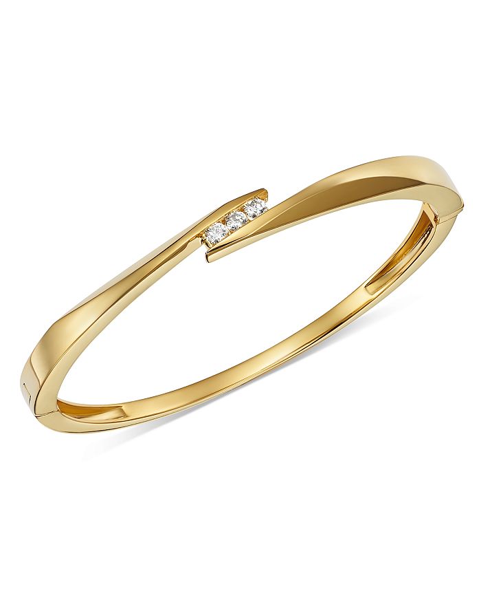 Bloomingdale's Diamond Trio Channel Bangle In 14k Yellow Gold, 0.30 Ct. T.w. - 100% Exclusive In White/gold