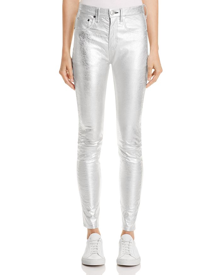 rag bone JEAN rag bone High Rise Skinny Jeans in Silver