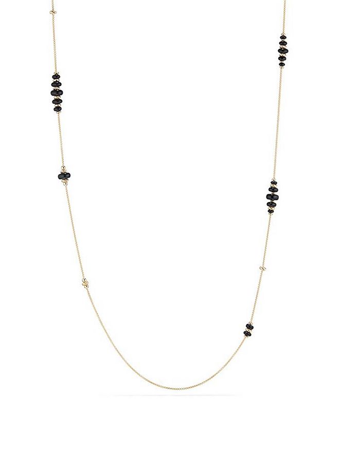David Yurman Rio Rondelle Long Station Necklace With Black Onyx In 18k Gold In Black/gold