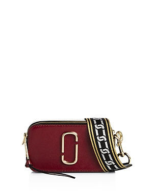Marc Jacobs Snapshot Leather Crossbody In Deep Maroon Multi/gold