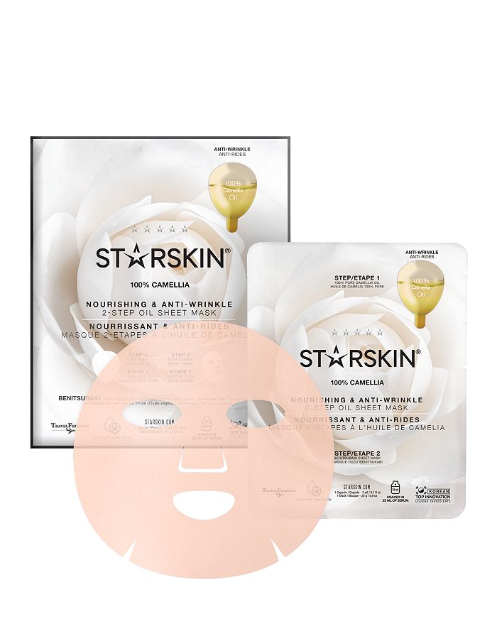 STARSKIN 100% CAMELLIA NOURISHING & ANTI-WRINKLE 2-STEP OIL SHEET MASK,SST033