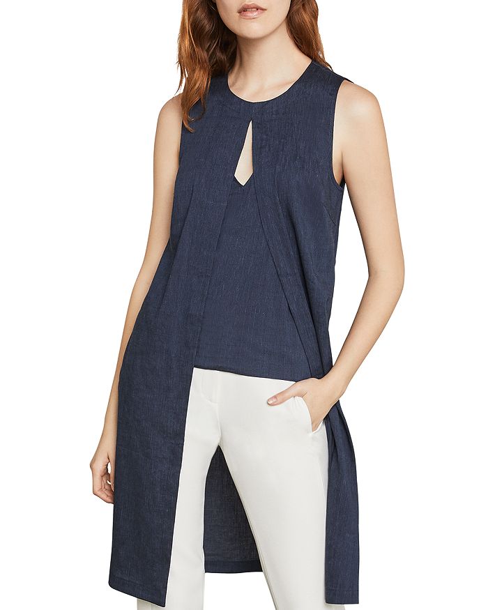 BCBGMAXAZRIA Split-Front Pinstriped Tunic | Bloomingdale's