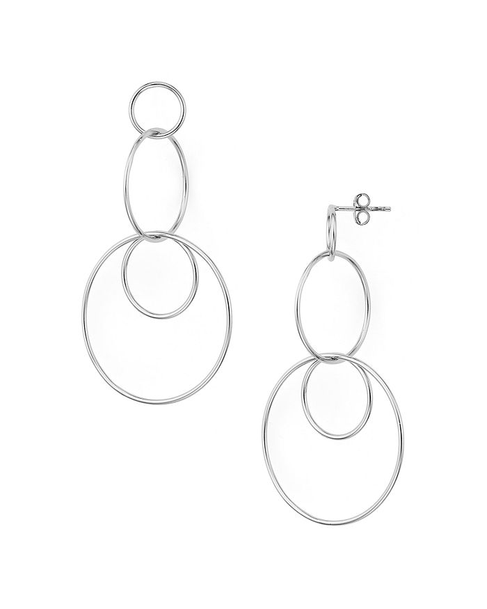 Argento Vivo Linked Circle Drop Earrings In Silver
