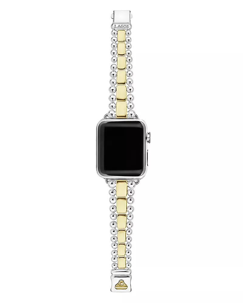 Lagos Smart Caviar Sterling Silver 18K Gold Apple Watch Bracelet, 38-44mm