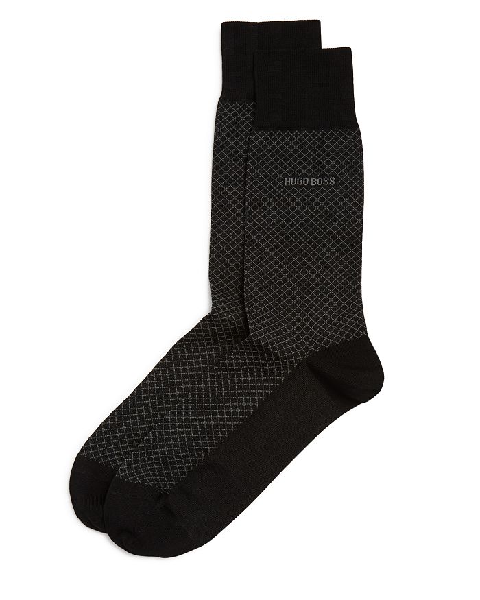Shop Hugo Boss Dean Micro Grid Dress Socks In Black