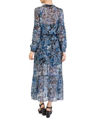 The Kooples Blue and White Paisley Belted Dress Midnight Paisley Wrap Mini Dress – Donde Esteban main image 4