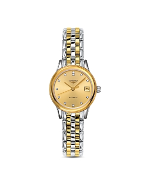 Longines Women's Swiss Automatic Flagship Diamond Accent Two-tone Pvd Stainless Steel Bracelet Watch 26mm L42 In Gold