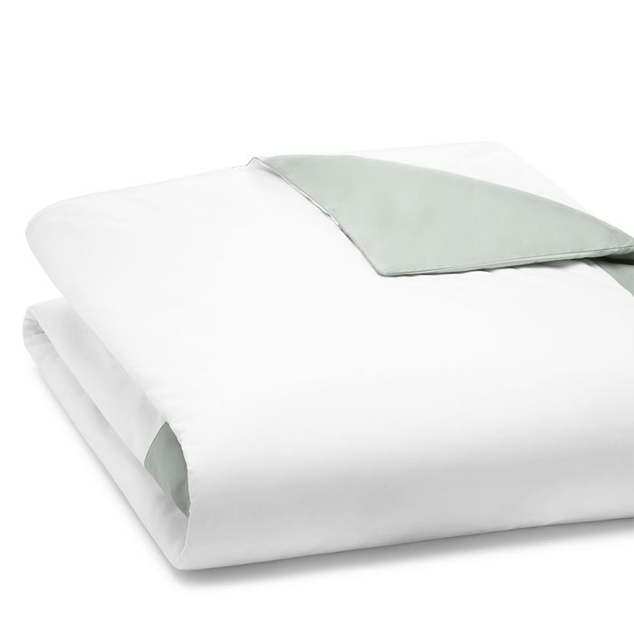 Sferra Casida Duvet Cover, Twin In White/seagreen