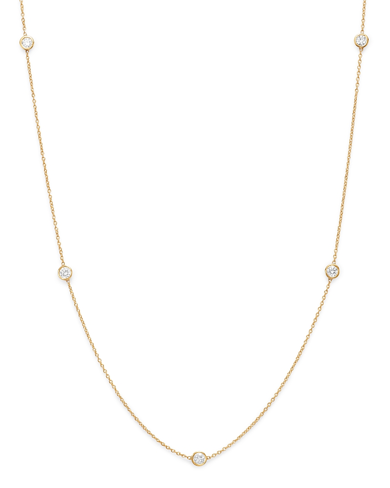 Diamond Station Necklace in 14K Yellow Gold, 0.50 tcw