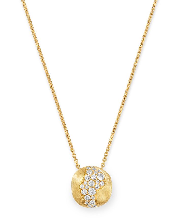 MARCO BICEGO 18K YELLOW GOLD AFRICA PAVE DIAMOND BOULE PENDANT NECKLACE, 16.5,CB2291-B-Y