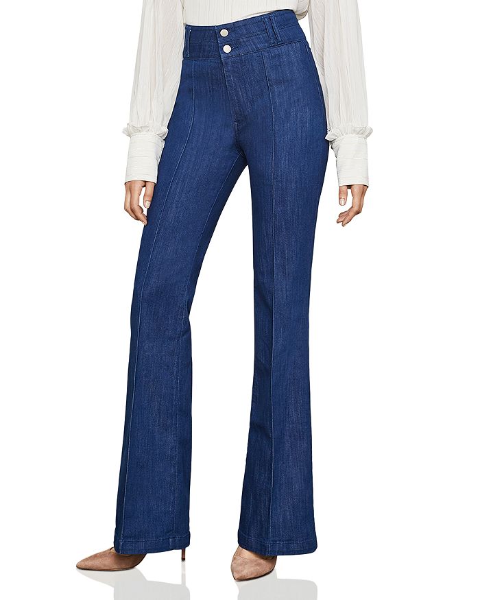 BCBGMAXAZRIA Pintuck Flared Jeans in Rinse Indigo Bloomingdale s