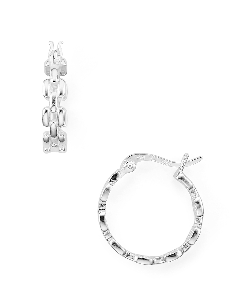 Aqua Chain-Effect Sterling Silver Hoop Earrings - Exclusive
