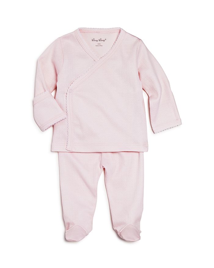 Kissy Kissy Girls' Pointelle Take Me Home Top & Footie Trousers Set - Baby In Pink