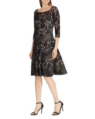 Ralph Lauren Lace Fit-and-Flare Dress 