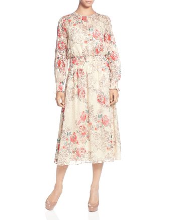 CATHERINE Catherine Malandrino Smocked Floral-Print Midi Dress ...