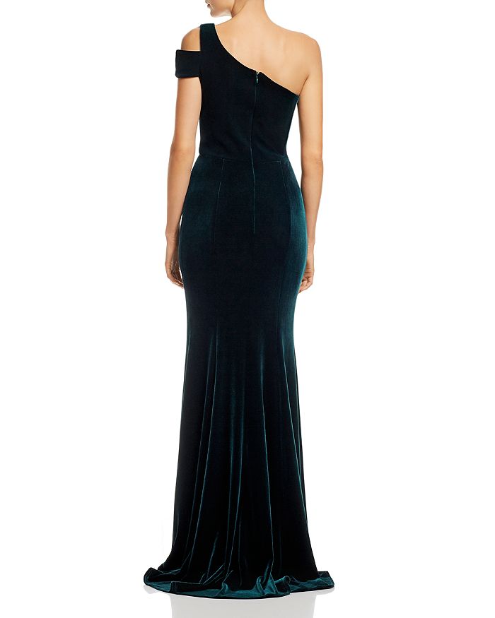 Shop Aqua Velvet One-shoulder Gown - 100% Exclusive In Hunter