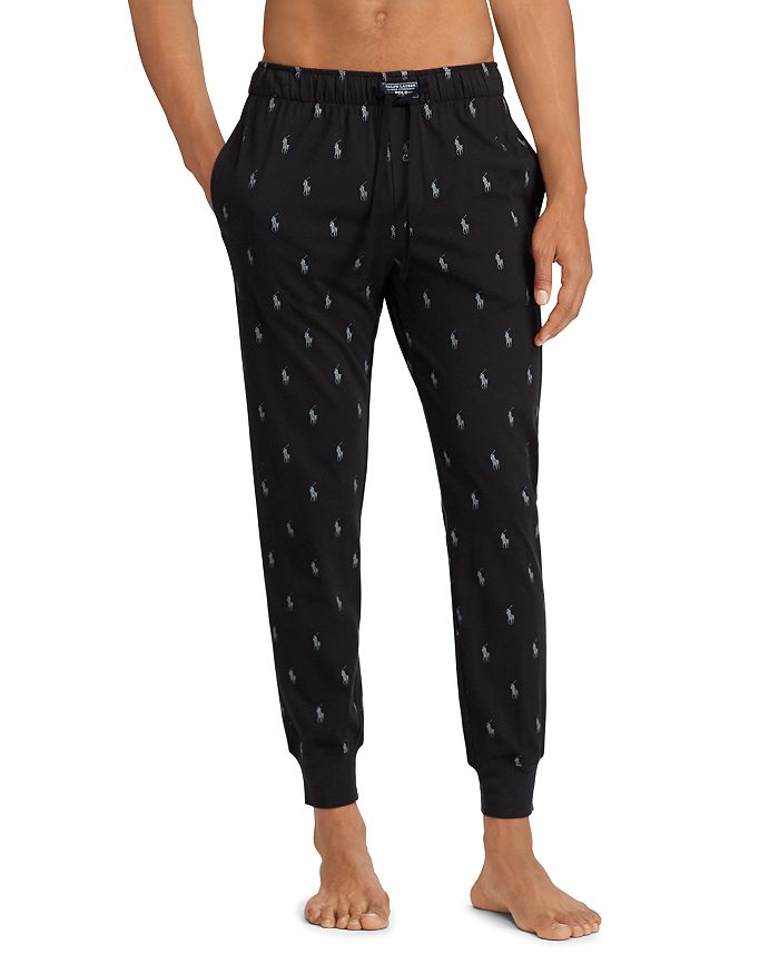 Shop Polo Ralph Lauren Pony Print Pajama Jogger Pants In Black/gray