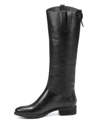 Women's Wide Calf Penny Round Toe Leather Low-Heel Riding Boots