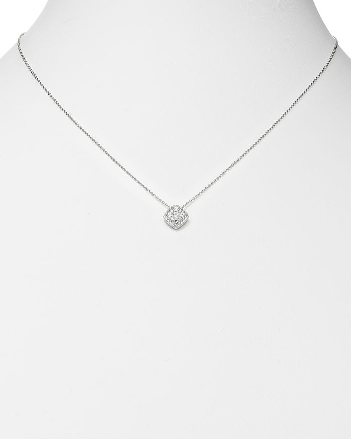 Shop Bloomingdale's Diamond Side Square Halo Pendant Necklace In 14k White Gold, 0.3 Ct. T.w. - 100% Exclusive