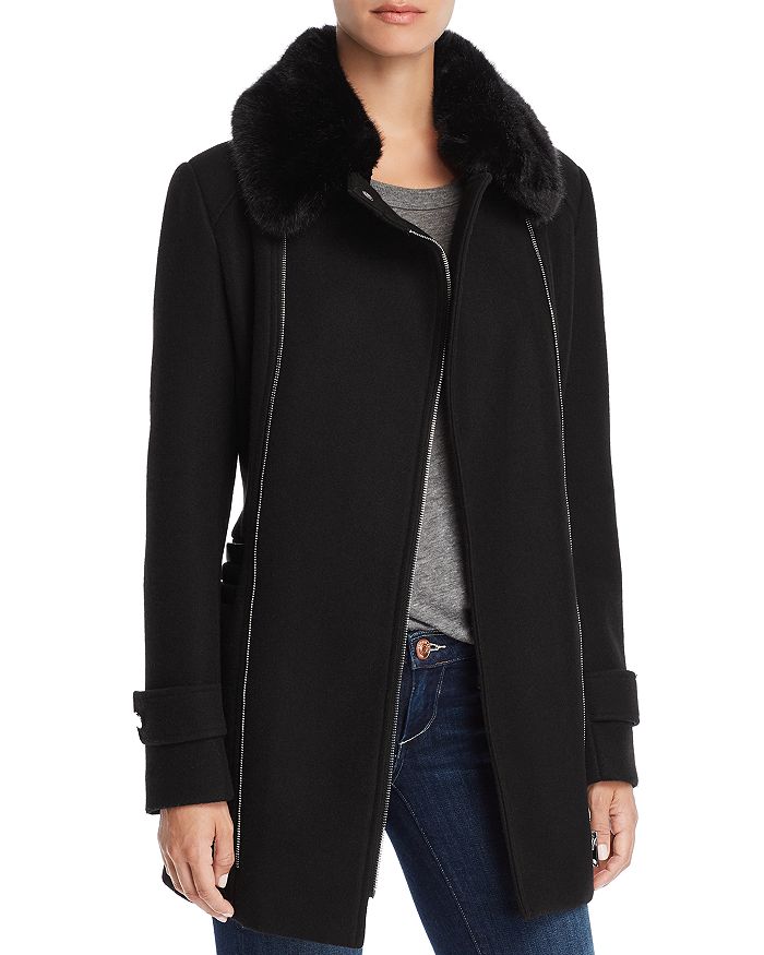 AQUA Faux Fur-Collar Coat - 100% Exclusive | Bloomingdale's