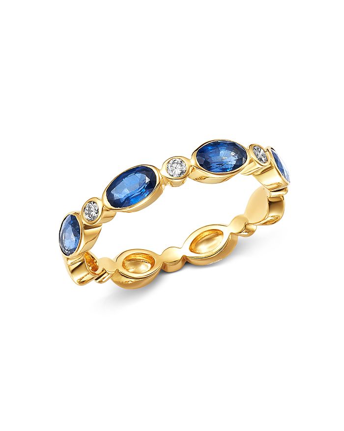 Bloomingdale's Sapphire & Diamond Oval Band In 14k Yellow Gold - 100% Exclusive In Blue/gold