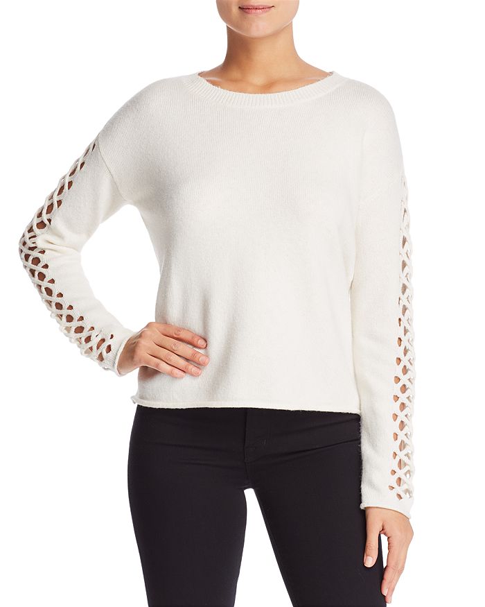 VINCE CAMUTO Lattice Sleeve Sweater Bloomingdale s