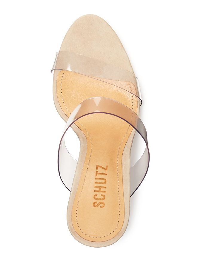 Shop Schutz Women's Ariella Clear Strap High-heel Slide Sandals In Natural/transparent