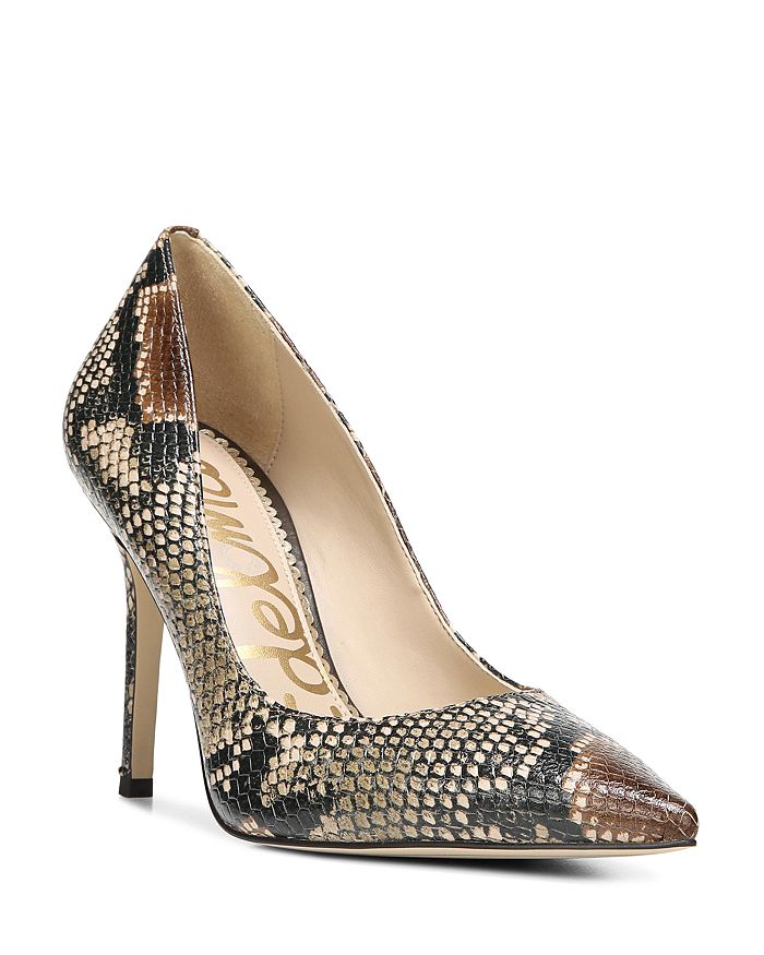 Sam Edelman Women's Hazel Pointed Toe High-heel Pumps In Brown Multi Snake Embossed Leather